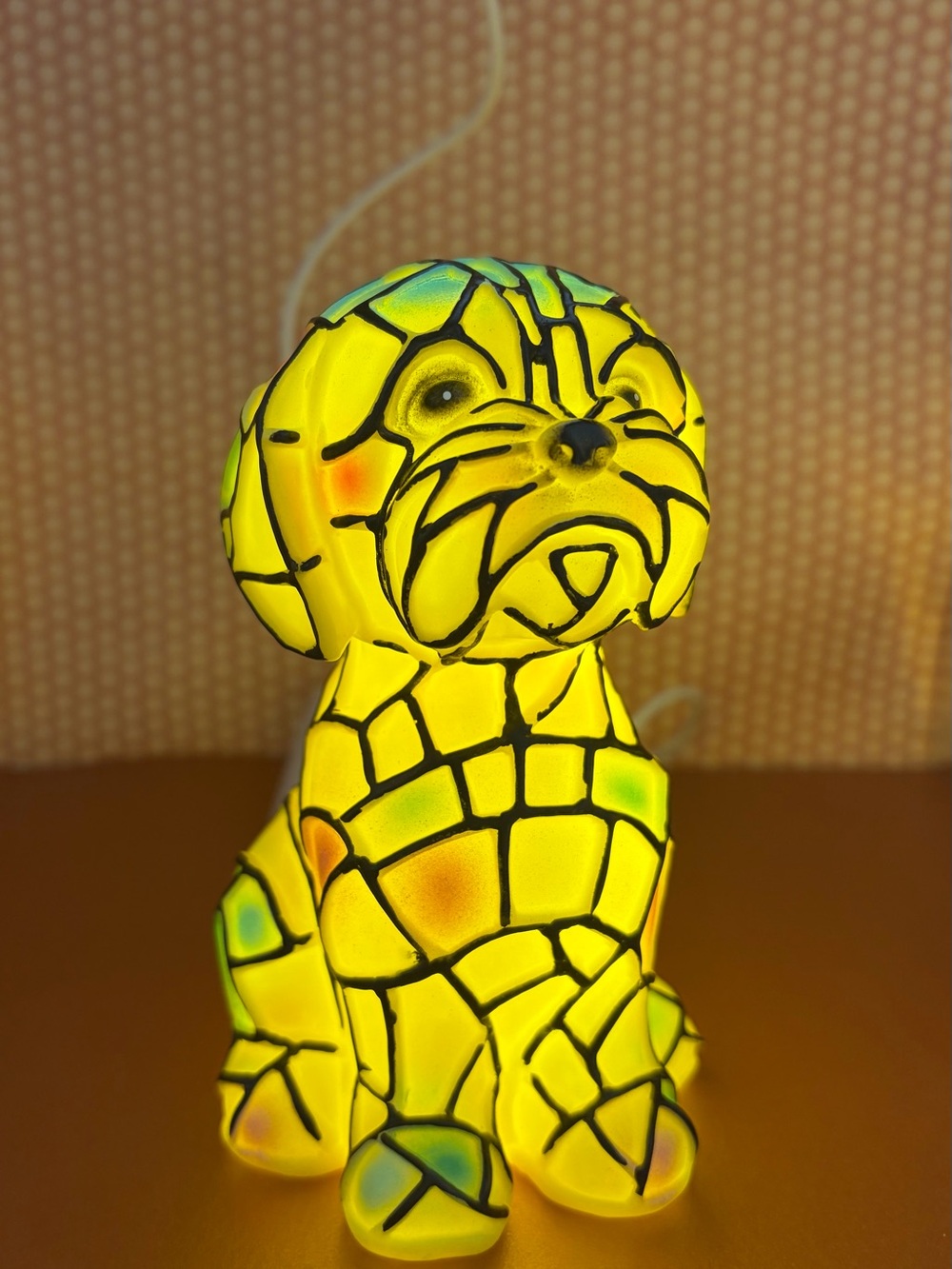 Yellow Mosaic Dog Night Light lamp for Decor